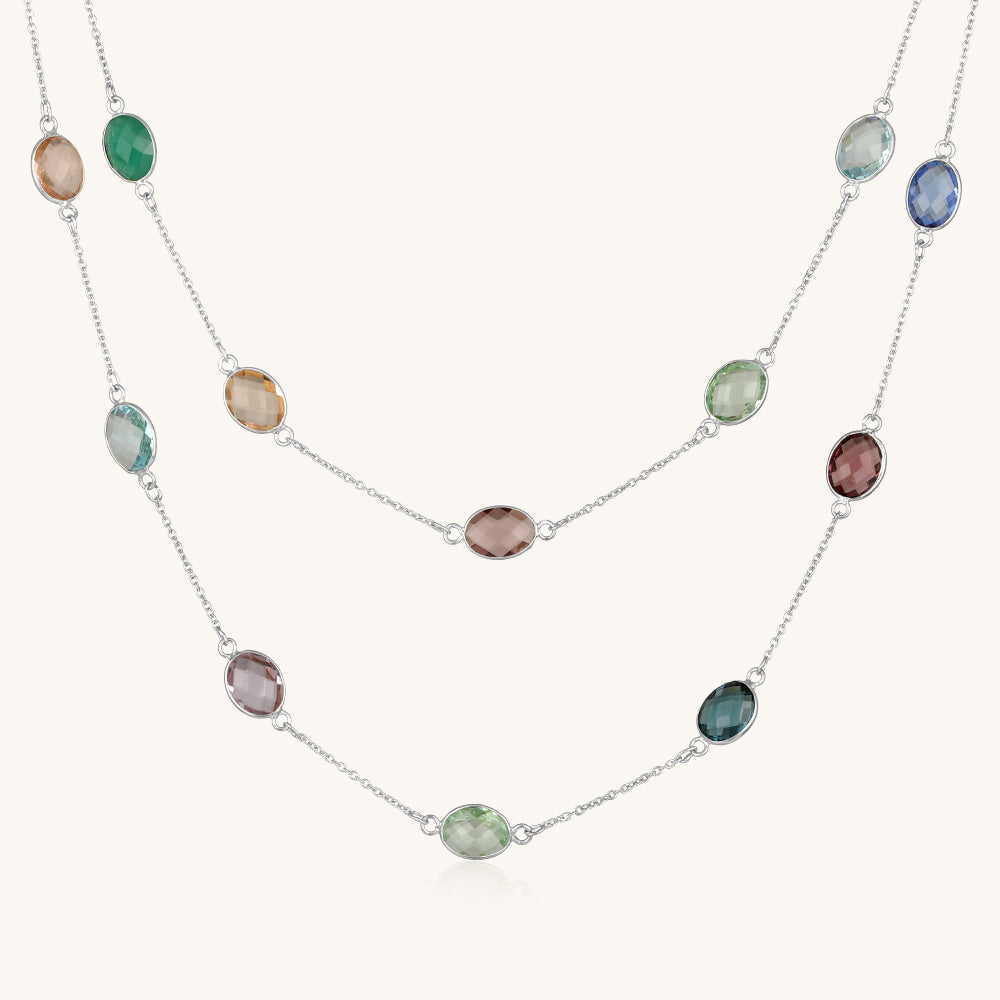 Multi-Coloured Gemstone Cross Necklace by Julia Lloyd George